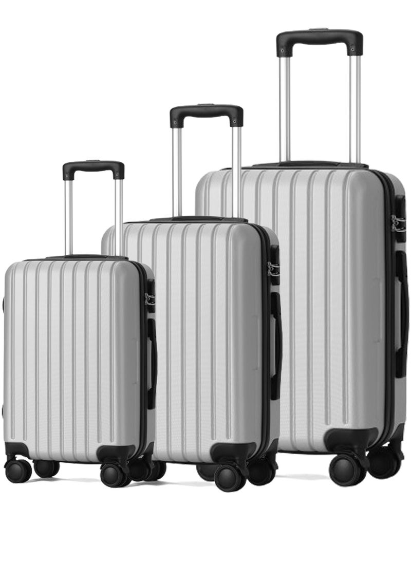 Generic 3Pcs Suitcases Luggage Sets ABS+PC Hard Shell Cabin Travel Suitcase Lightweight Durable Carry-On Luggage with Spinner Wheels (Black Luggage Trolley Case)  - Image 1