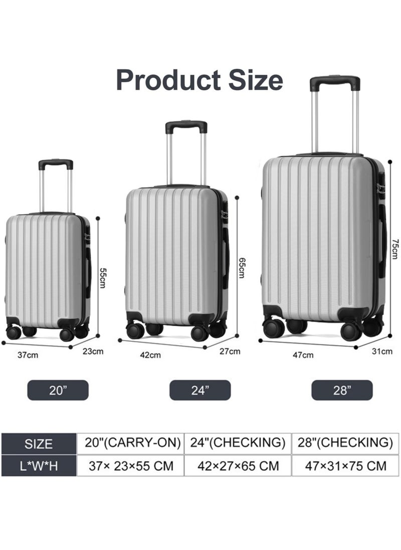 Generic 3Pcs Suitcases Luggage Sets ABS+PC Hard Shell Cabin Travel Suitcase Lightweight Durable Carry-On Luggage with Spinner Wheels (Black Luggage Trolley Case)  - Image 5