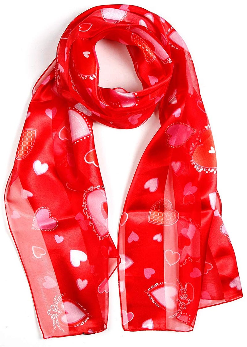 SERENITA Print light weight Satin Scarves for women, silk feel wrap, Heart, Pink Ribbon, Rose, Valentine - Image 4