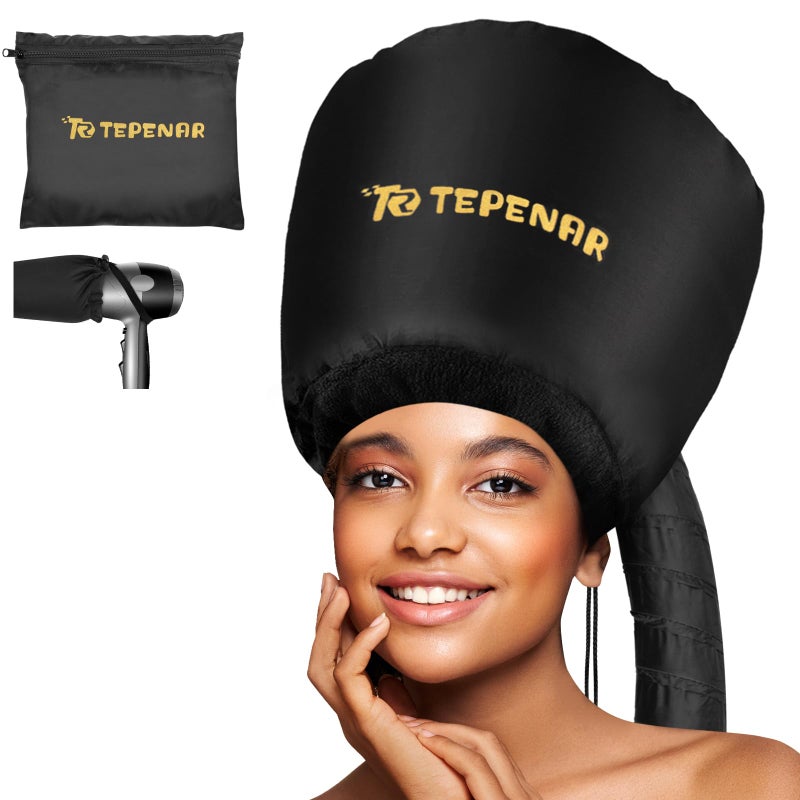 TEPENAR Hair Dryer Bonnet - Upgraded Extra Large Soft Adjustable Hooded Cap for Fast Hair Styling and Care - Image 1
