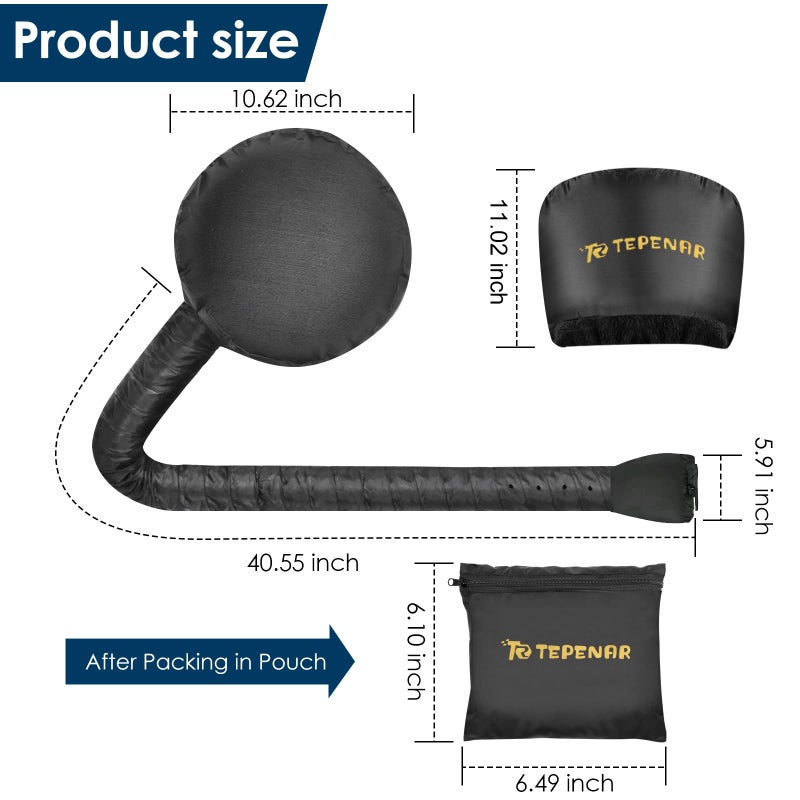 TEPENAR Hair Dryer Bonnet - Upgraded Extra Large Soft Adjustable Hooded Cap for Fast Hair Styling and Care - Image 4