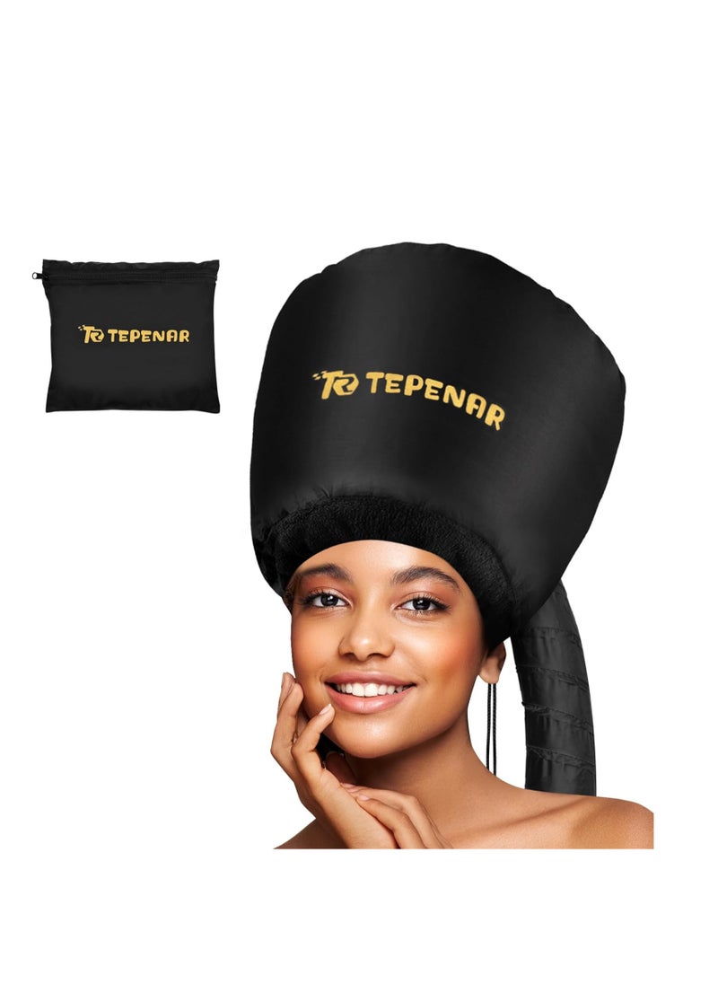 TEPENAR Hair Dryer Bonnet - Upgraded Extra Large Soft Adjustable Hooded Cap for Fast Hair Styling and Care  - Image 1