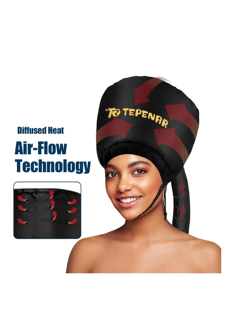 TEPENAR Hair Dryer Bonnet - Upgraded Extra Large Soft Adjustable Hooded Cap for Fast Hair Styling and Care  - Image 4