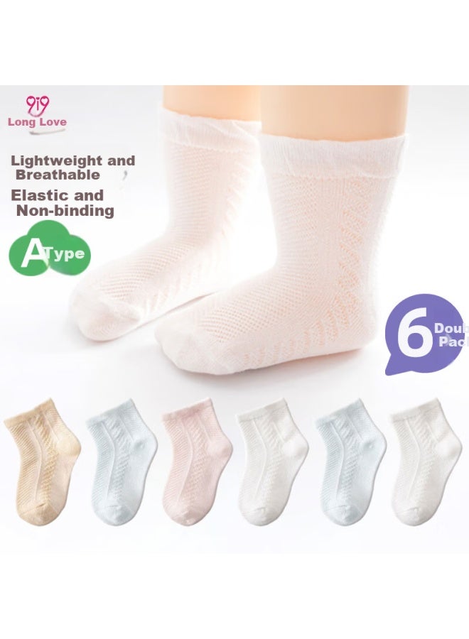 9i9 Baby Socks Newborn Baby Socks Mesh Loose Mouth Breathable Combed Cotton Socks 6 Pairs 1-3 Years Old A375 - Image 1