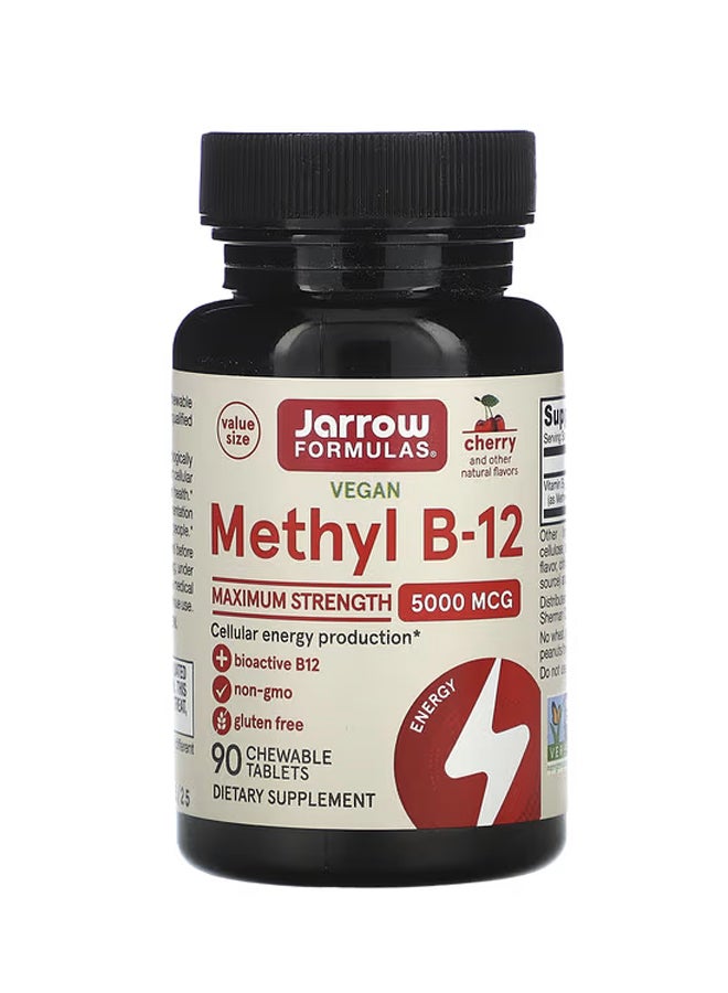 jarrow formulas Vegan Methyl B-12 Maximum Strength Cherry 5000 mcg 90 Chewable Tablets