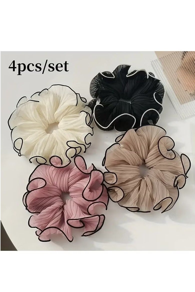 4 Pieces Of Elegant Fabric Hair Ties In Simple Colors For Women, These Hair Ties Are Perfect For Daily Use And Suitable For All Ages. - Image 1