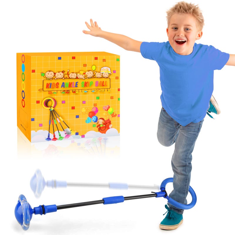 Chridark Ankle Skip Ball for Kids  Foldable Flash Wheel Skip Ball Outside Game Toys for Kids  Adults Gift for Boys  Girls Age 5 6 7 8 9 10 Years Old Blue - Image 2