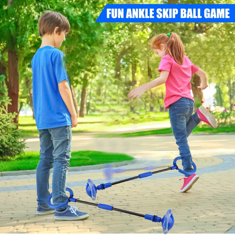 Chridark Ankle Skip Ball for Kids  Foldable Flash Wheel Skip Ball Outside Game Toys for Kids  Adults Gift for Boys  Girls Age 5 6 7 8 9 10 Years Old Blue - Image 3