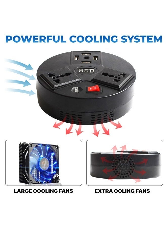 NEEHOON 300W Car Power Inverter 12V DC to 220V AC with Dual Universal AC Outlets, 4 USB Ports, LED Voltage Display & Extra Cigarette Lighter Socket for Laptop, Phones & Travel - Image 5