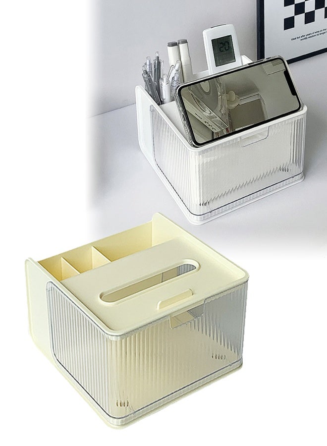 DUNISO Multifunctional Tissue Box Holder Desk Organization Easy Tissue Dispensing, Durable & Drop-Resistant, Remote Control & Pen Holder, Non-Slip Base, Space-Saving Organizer - Image 1