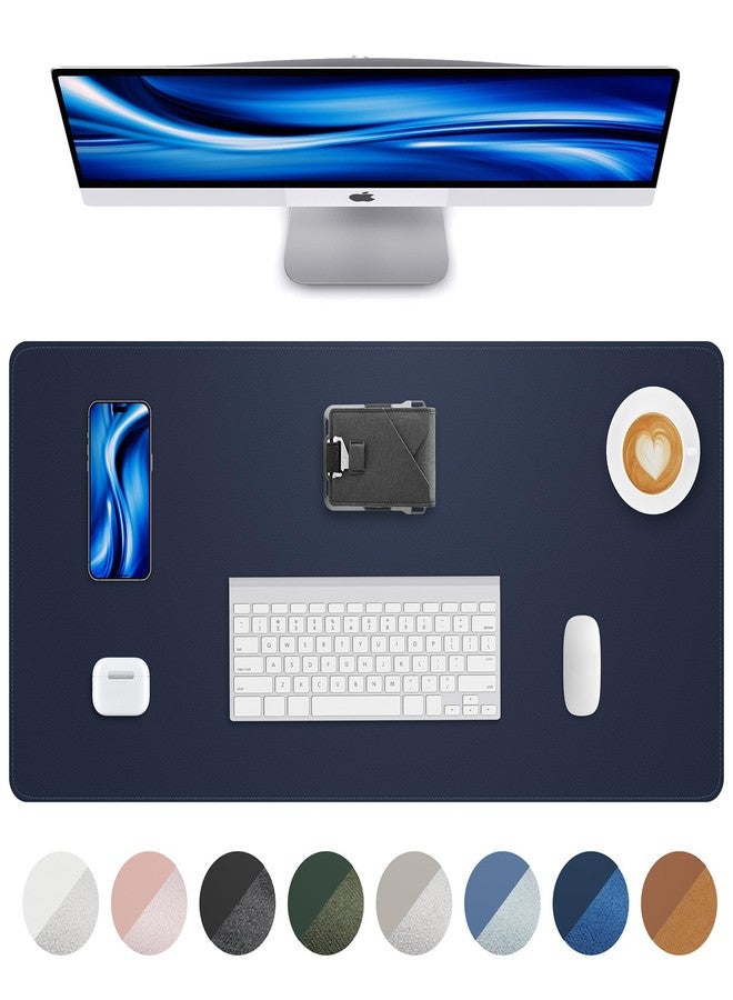 AFIING Leather Desk Pad Protector,Desk Mat,Large Mouse Pad, Non-Slip Desk Pad, Waterproof PU Leather Desk Blotter Mat, Desk Cover for Office and Home (Midnight Blue, 36" x 17") - Image 1