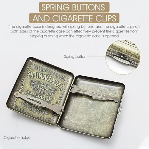 GUSTAVE® Metal Cigarette Case, Retro Cigarette Case, 85mm King Size, Sturdy Double Sided Spring Clip, Pocket Size (20 Cigarettes Capacity) - Image 4