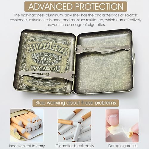GUSTAVE® Metal Cigarette Case, Retro Cigarette Case, 85mm King Size, Sturdy Double Sided Spring Clip, Pocket Size (20 Cigarettes Capacity) - Image 2