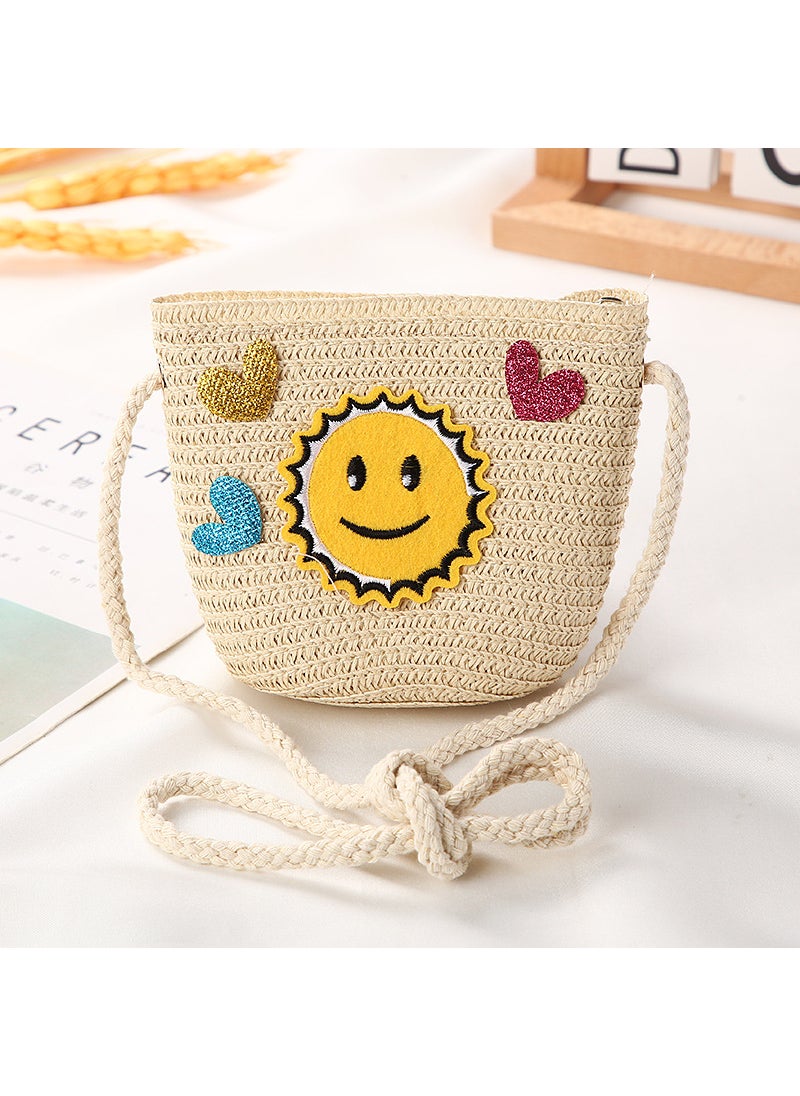 Generic Girls Trendy Crossbody Mini Purse Heart smile beige 