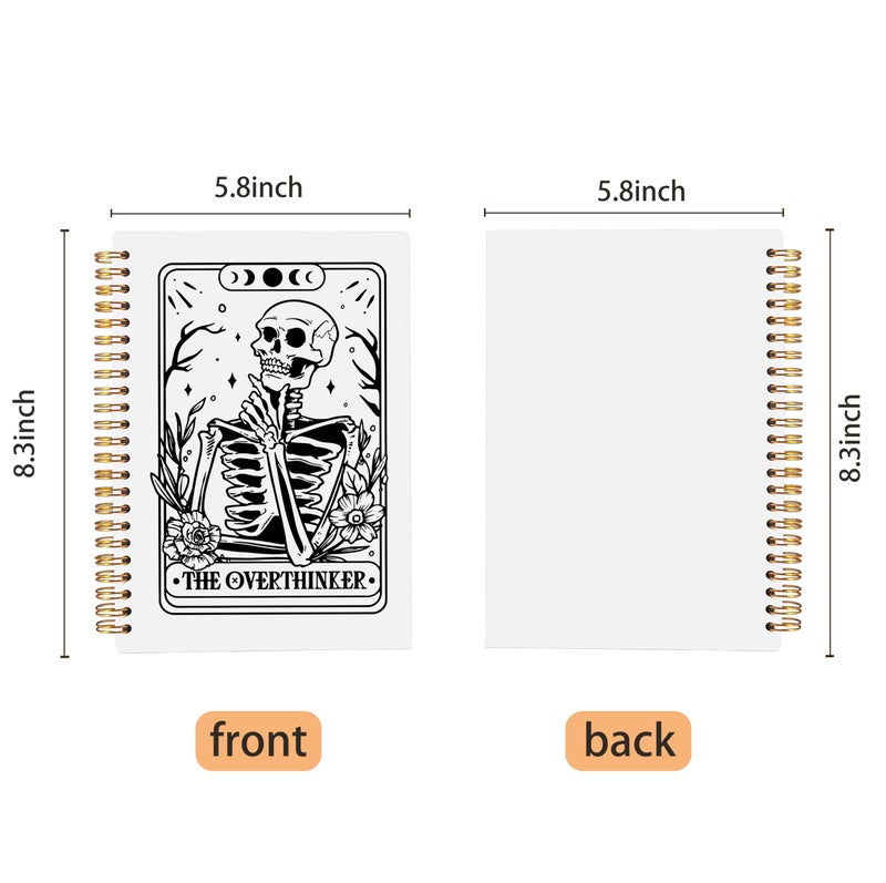 Ecezatik the Overthinker Tarot Card Notebook Journal, Gothic Goth Skull Notebook Journal, Witchy Journal, Goth Office Supplies, Witchy Stuff Spiral Notebook 5.5x8.3 - Image 5