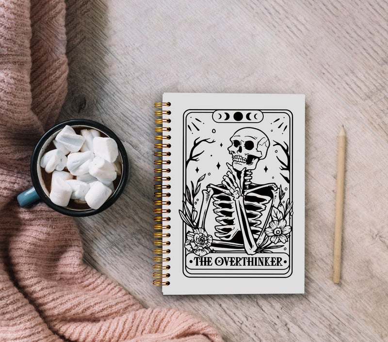 Ecezatik the Overthinker Tarot Card Notebook Journal, Gothic Goth Skull Notebook Journal, Witchy Journal, Goth Office Supplies, Witchy Stuff Spiral Notebook 5.5x8.3 - Image 4