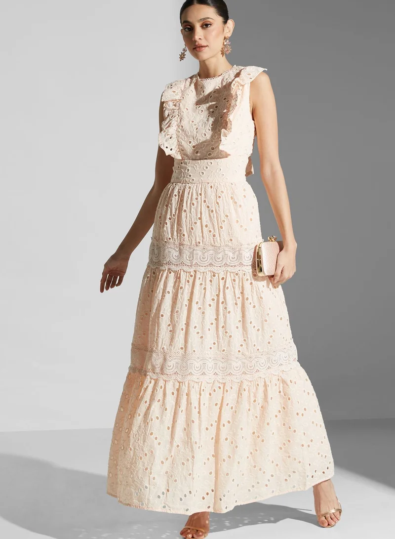 True Decadence Tiered Eyelet Maxi Dress