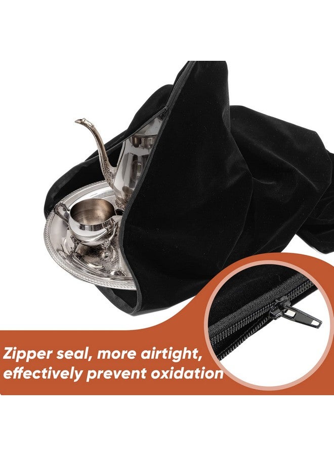 LEIFIDE Silver Storage Bags Oversized 24" x 30" Zipper Anti Tarnish Cloth Bag for Silver Storage, Silver Tray, Jewelry, Flatware, Silver Vase, Silver Polishing Cloth for Tarnish Cleaning (Black) - Image 3