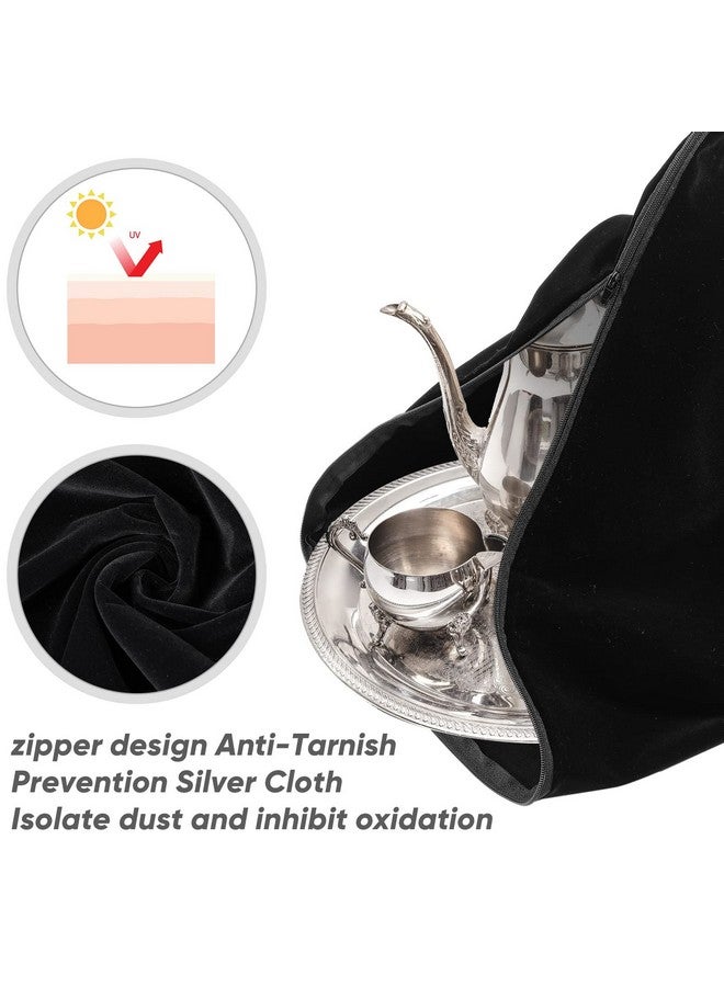 LEIFIDE Silver Storage Bags Oversized 24" x 30" Zipper Anti Tarnish Cloth Bag for Silver Storage, Silver Tray, Jewelry, Flatware, Silver Vase, Silver Polishing Cloth for Tarnish Cleaning (Black) - Image 4