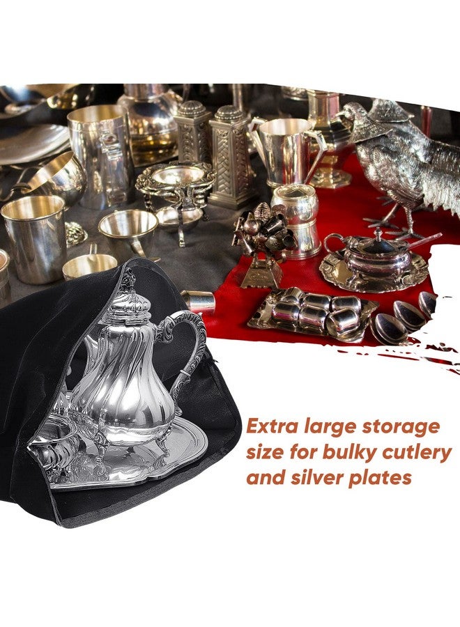 LEIFIDE Silver Storage Bags Oversized 24" x 30" Zipper Anti Tarnish Cloth Bag for Silver Storage, Silver Tray, Jewelry, Flatware, Silver Vase, Silver Polishing Cloth for Tarnish Cleaning (Black) - Image 5