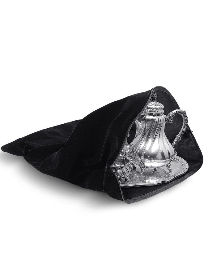 LEIFIDE Silver Storage Bags Oversized 24" x 30" Zipper Anti Tarnish Cloth Bag for Silver Storage, Silver Tray, Jewelry, Flatware, Silver Vase, Silver Polishing Cloth for Tarnish Cleaning (Black) - Image 1