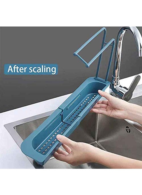 istore Istore Kitchen Sink Storage Holder || Plastic Expandable Storage Drain Basket Rack || Adjustable Faucet Rack Dish Brushes Sponge Soap Caddy Holder with Towel Napkin Hanger (Multicolor)  - Image 4