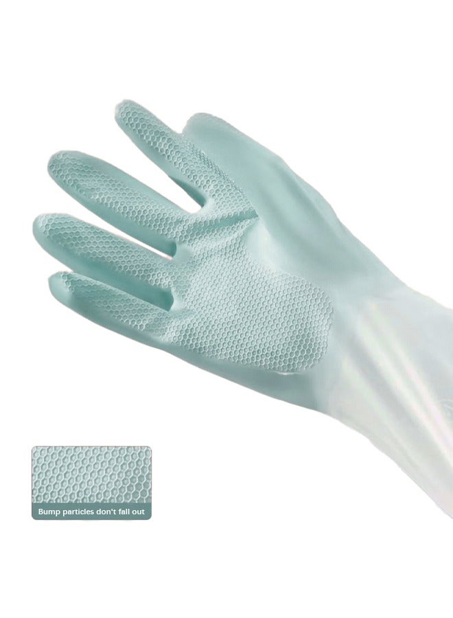 Rubber Cleaning Gloves for Household ，Reusable Dishwashing Gloves for Kitchen, Flexible Long-lasting & Waterproof (Light blue)  - Image 2