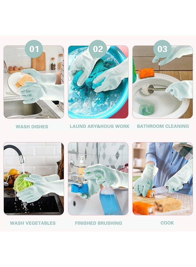 Rubber Cleaning Gloves for Household ，Reusable Dishwashing Gloves for Kitchen, Flexible Long-lasting & Waterproof (Light blue)  - Image 5