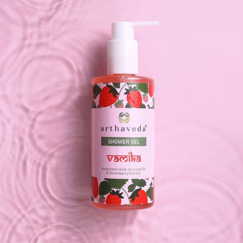 Arthaveda Shower Gel Vamika Infused with Hydrating Hyaluronic Acid Strawberry Extract Avocado Oil for a Refreshing Cleanse I 330 ml - Image 1