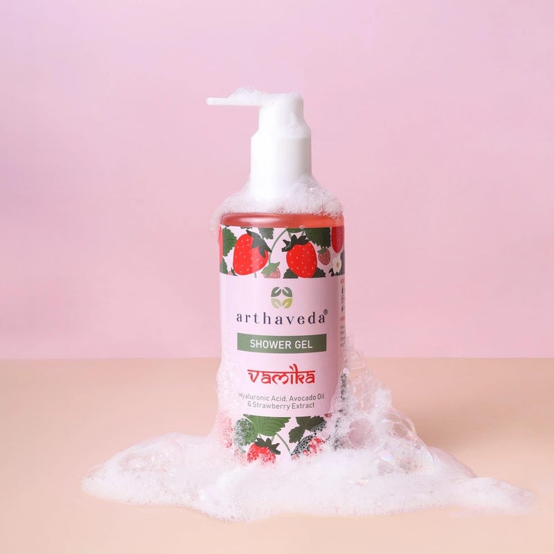 Arthaveda Shower Gel Vamika Infused with Hydrating Hyaluronic Acid Strawberry Extract Avocado Oil for a Refreshing Cleanse I 330 ml - Image 5