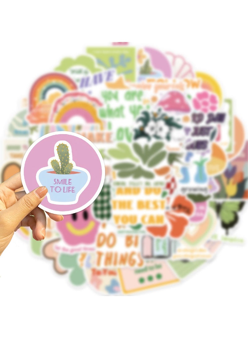 Generic Pink Green Inspirational Stickers Pack 50PCs Aesthetic Vinyl Waterproof Decals Stickers for Car Hydro Flask Water Bottle Laptop Stickers  - Image 3