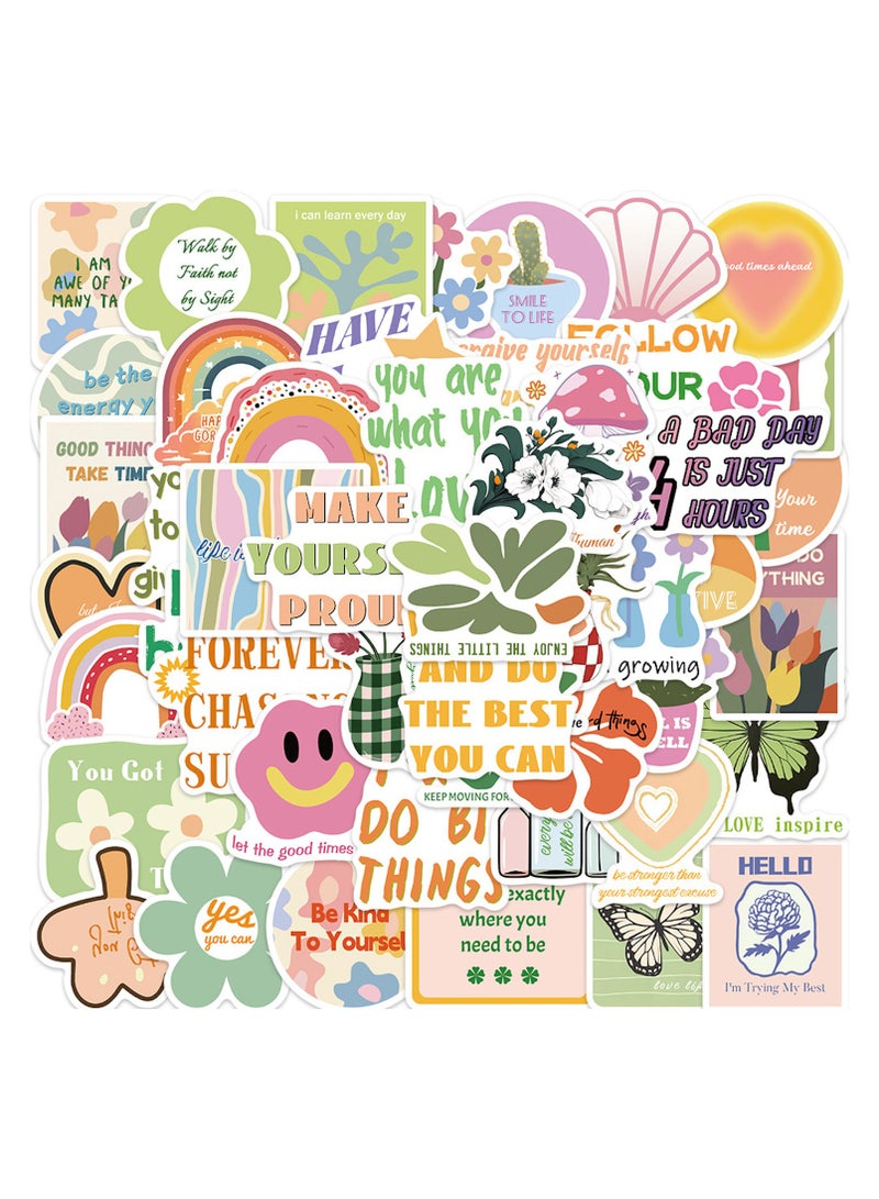 Generic Pink Green Inspirational Stickers Pack 50PCs Aesthetic Vinyl Waterproof Decals Stickers for Car Hydro Flask Water Bottle Laptop Stickers  - Image 1