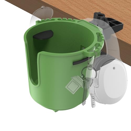 EDSRDUX Desk Cup Holder with Spill-Proof Cup Design, Clip on Cup Holders for Desk, Table, Porch Swing, Patio Chair , Fits Maximum Diameter of 3/3.38 inches Bottles. (Green, Medium) - Image 1