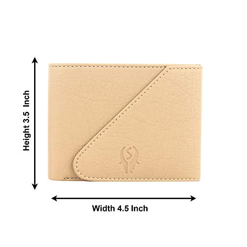 SAMTROH Beige Edge Cut PU Leather Wallet for Men I 3 Card Slots I 2 Currency & 2 Secret Compartments I 1 Coin Pocket & 2 ID Card Slots. - Image 4