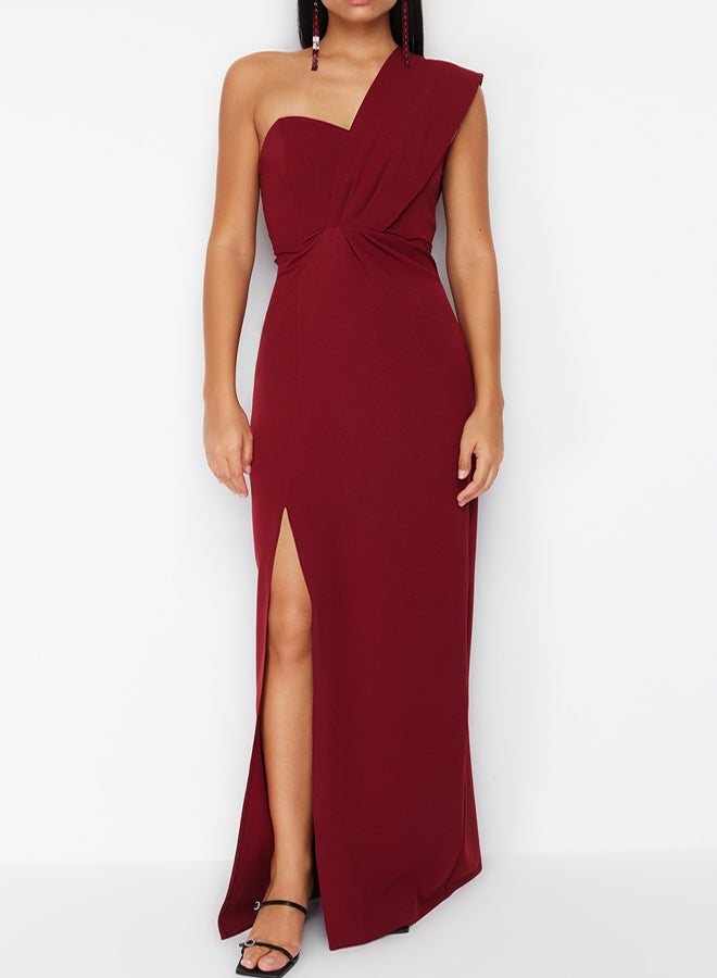 trendyol Burgundy Collar Detailed Woven Elegant Evening Dress & Graduation Dress  - Image 4