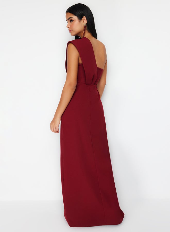trendyol Burgundy Collar Detailed Woven Elegant Evening Dress & Graduation Dress  - Image 5