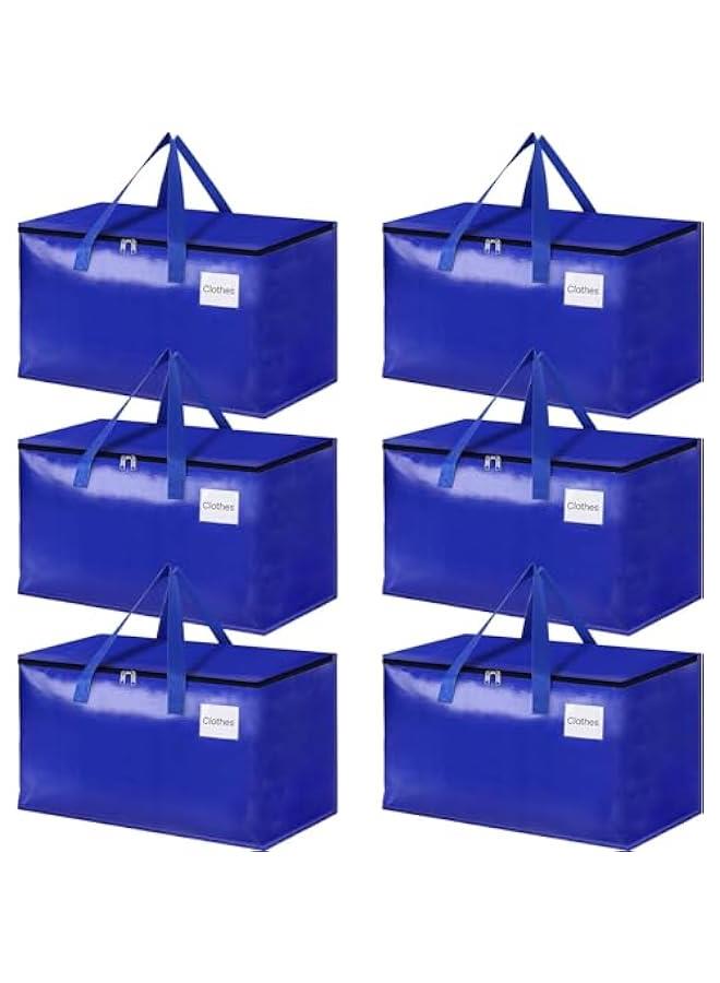 HOOKOR Durku Collapsible Moving Bags - Heavy Duty Extra Large Moving Bags with Zippers and Handles, Space Saving Packing Totes for Moving Supplies Storage,Fold Flat, Alternative to Box and Bin (Blue-6Pack) - Image 1