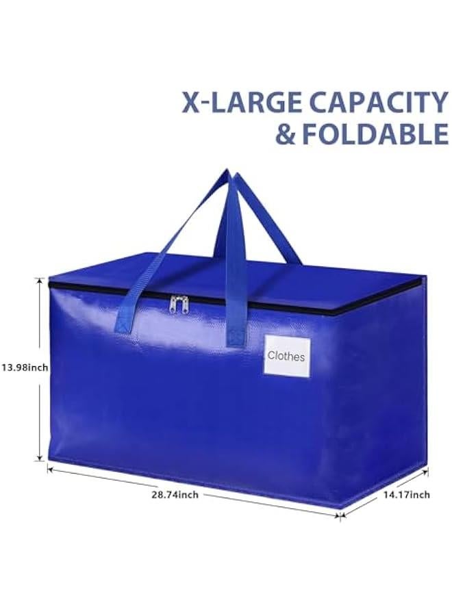 HOOKOR Durku Collapsible Moving Bags - Heavy Duty Extra Large Moving Bags with Zippers and Handles, Space Saving Packing Totes for Moving Supplies Storage,Fold Flat, Alternative to Box and Bin (Blue-6Pack) - Image 2