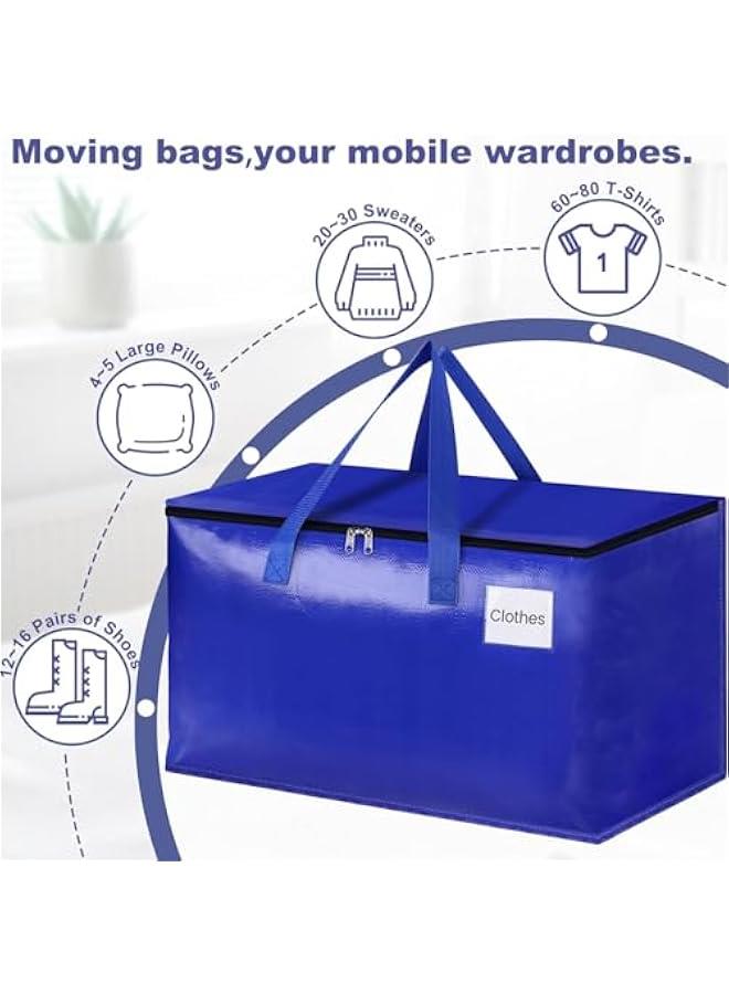 HOOKOR Durku Collapsible Moving Bags - Heavy Duty Extra Large Moving Bags with Zippers and Handles, Space Saving Packing Totes for Moving Supplies Storage,Fold Flat, Alternative to Box and Bin (Blue-6Pack) - Image 3