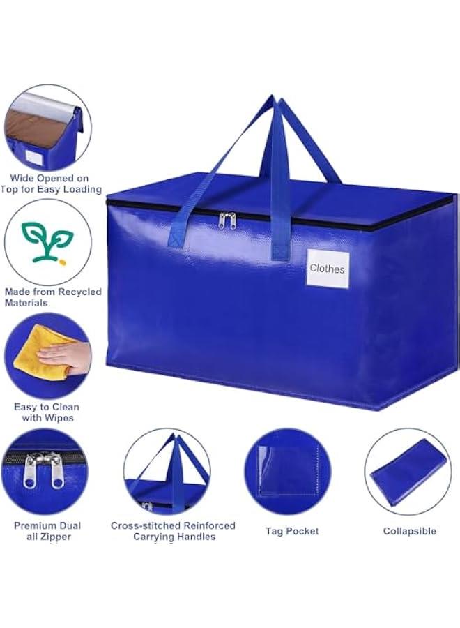 HOOKOR Durku Collapsible Moving Bags - Heavy Duty Extra Large Moving Bags with Zippers and Handles, Space Saving Packing Totes for Moving Supplies Storage,Fold Flat, Alternative to Box and Bin (Blue-6Pack) - Image 5