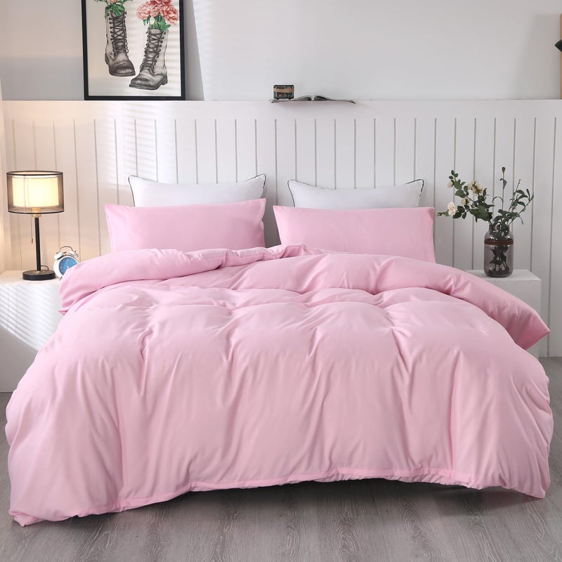 SDIII Light Pink Duvet Cover King with 2 Pillowcase Not Including Comforter Inside Microfiber Blush Pink Duvet Cover King for Girls Boys Kids Teens