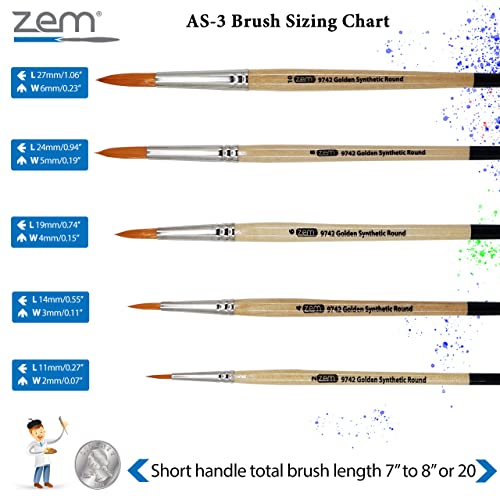 ZEM Brush Golden Synthetic Rounds Brushes Set Sizes 2,4,6,8,10 - Image 4