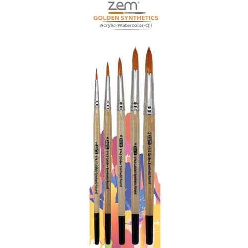 ZEM Brush Golden Synthetic Rounds Brushes Set Sizes 2,4,6,8,10 - Image 5