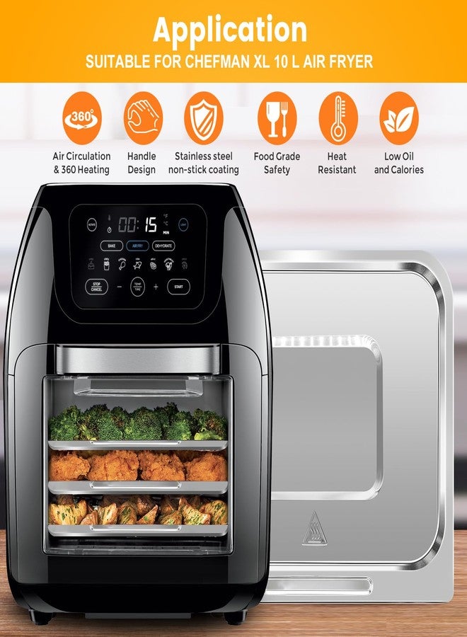 GWY صينية طهي GWY لقلاية الهواء CHEFMAN XL 10L متعددة الوظائف الرقمية، مقاس 9.4 × 8.8 بوصة، مصنوعة من مواد غير لاصقة آمنة غذائيًا، رف بديل لقلاية الهواء، صينية شواء، طبق مقرمش، آمنة للغسل في غسالة الأطباق - Image 3