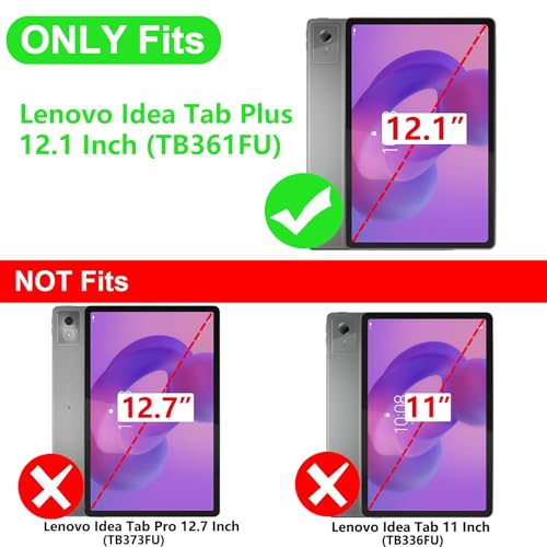 Vakarey for Lenovo Idea Tab Plus Case with Pencil Holder Shockproof Cover for Lenovo Idea Tab Plus 12.1 Inch Case TB361FU,Black - Image 2