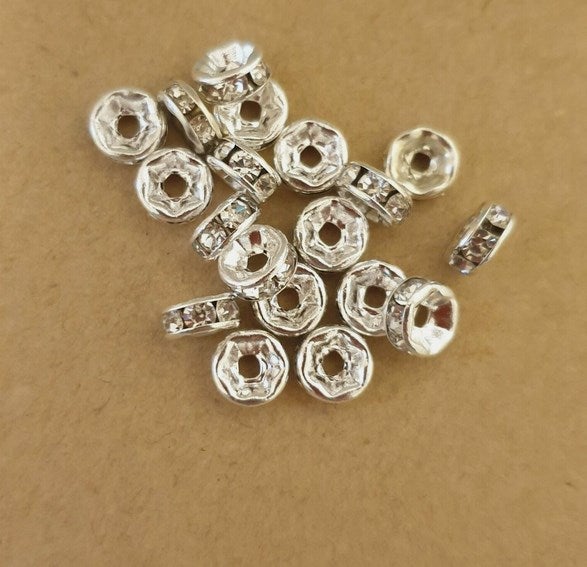 Generic Silver Gold Plated Rhinestone Spacers 4-12mm white plated k straight edge 