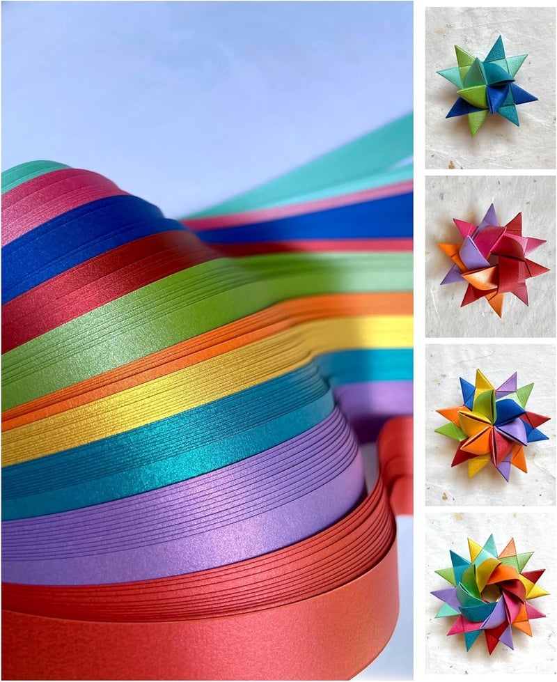 Froebel Mint 3/8" Assorted Metallic Paper Strips for German, Froebel, Moravian Stars & Weaving (120 Strips) - Image 2
