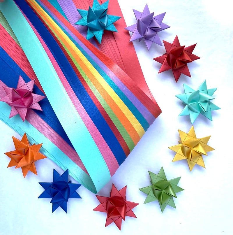 Froebel Mint 3/8" Assorted Metallic Paper Strips for German, Froebel, Moravian Stars & Weaving (120 Strips) - Image 1