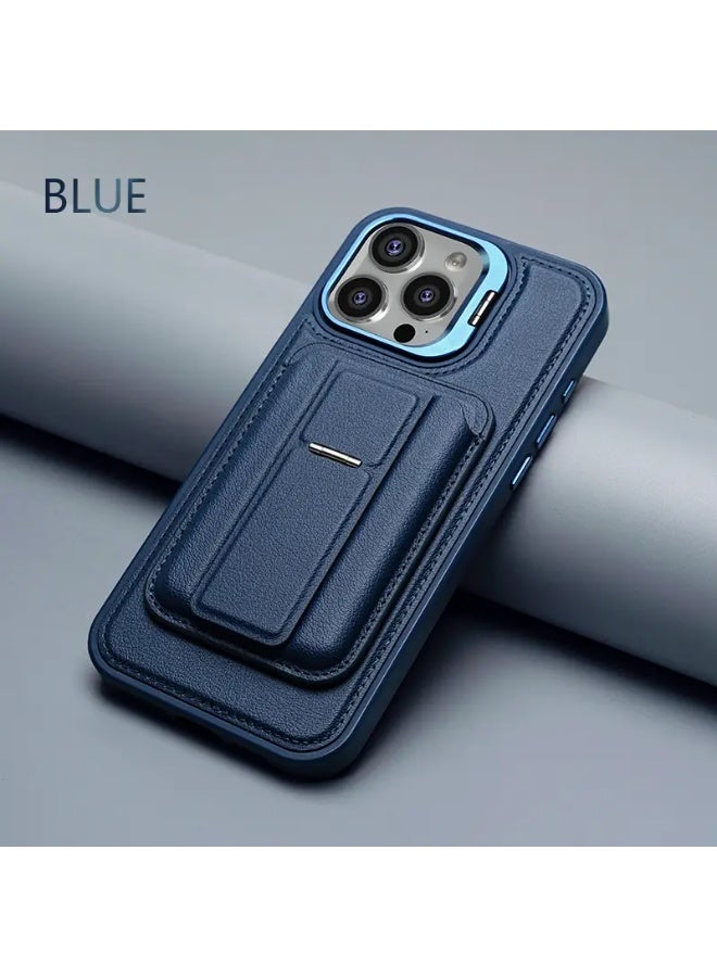 Temu New Genuine Leather Phone Case with Magnetic Card Slot, Stylish Business Case Comfortable, Lightweight and Durable with Full Protection Lens Frame and Stable Stand Compatible with iPhone 16 Pro