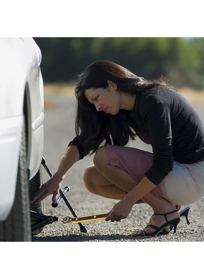 مفتاح يدوي لرافعة السيارات، تصميم 360° للأمام والخلف، يد طويلة لتسهيل رفع الإطارات، مناسب لجميع أنواع الرافعات المقصية - Image 2